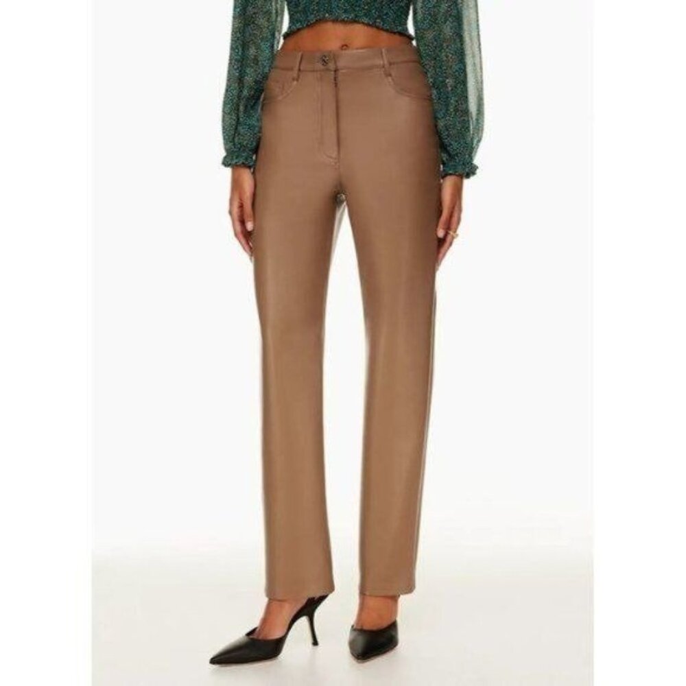 Aritzia Wilfred The Melina Straight Leg Vegan Leather Pants 2 Constant Caramel T